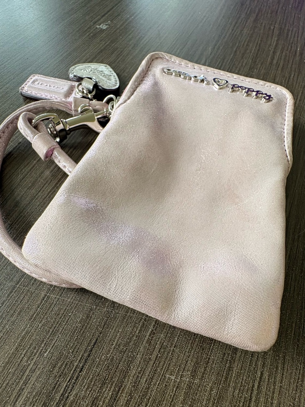 SOLDโ COACH Pink Poppy Legacy Vertical Wristlet - Picture 10 of 12